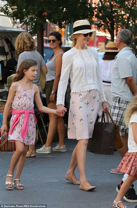 Nicole Kidman & Daughter Sunday Rose Match In School Girl Skirts